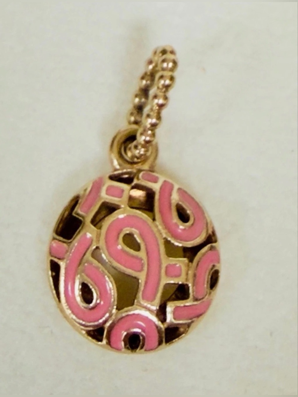 PANDORA Pink Ribbon Breast Cancer 14k Gold Pendant 350176EN24 Retired